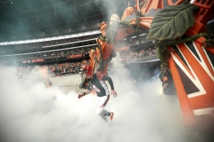 Cincinnati Bengals quarterback Andy Dalton (14) takes the field as he's introduced prior to the first quarter of the NFL Week 8 International Series game between Washington and the Cincinnati Benals at Wembley Stadium in London on Sunday, Oct. 30, 2016. At the end of the first half, the Bengals trailed 10-7.